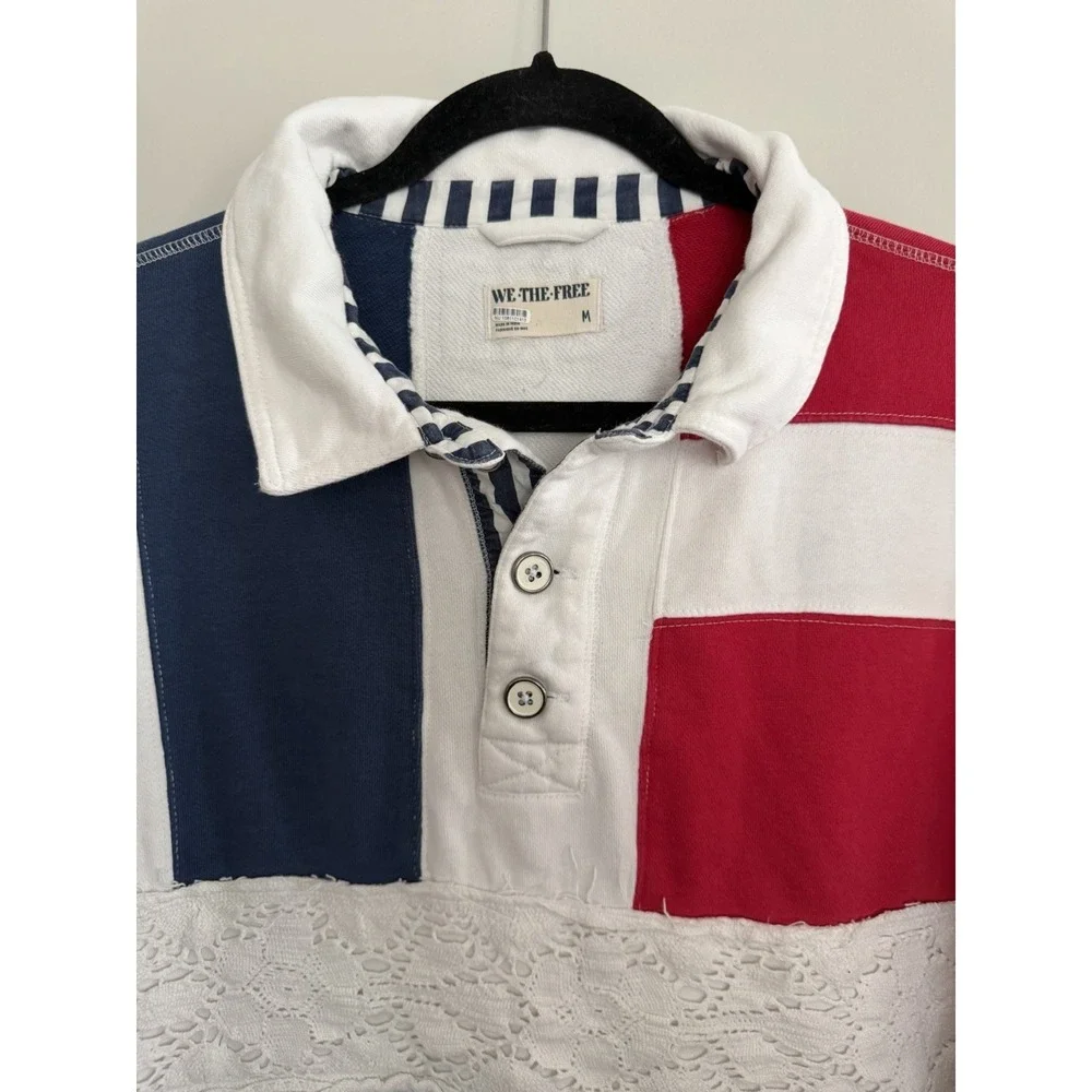 Free People We The Free American Dream Polo Women's Size Medium - Picture 3 of 15